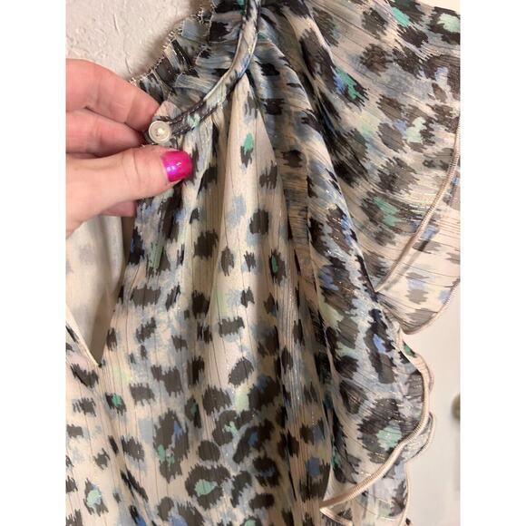 LOFT Women's Shimmer Leopard Flutter Sleeve Blouse XS 0-4 💸BOGO🎉 - Picture 5 of 9